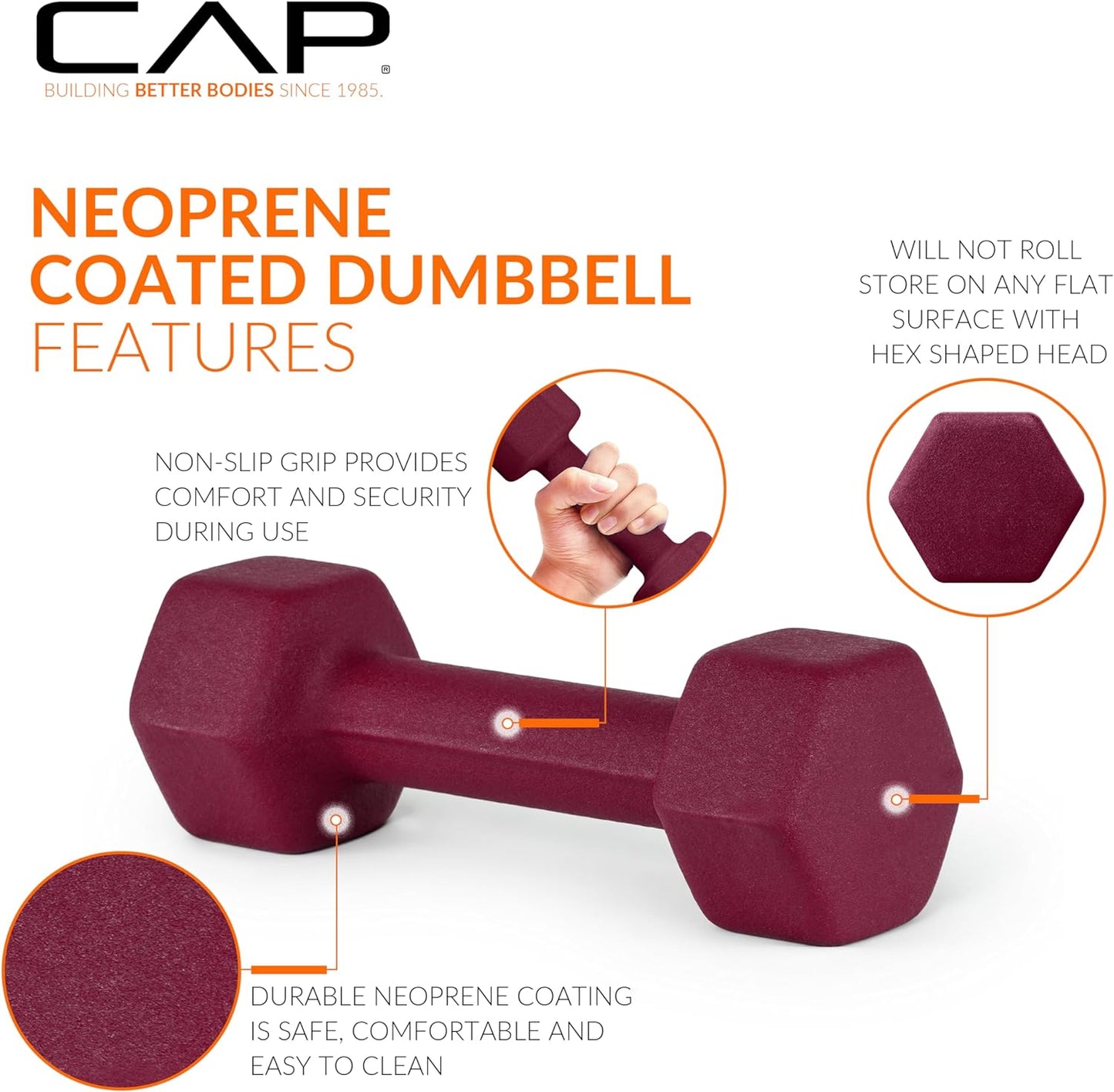 Cap Neoprene Coated Dumbbell Weights | Single, Pair or Set