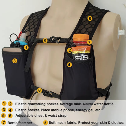 Hydration Trail Running Backpack Vest Unisex Lightweight Marathon Cycling Hikin Bag 2.5L