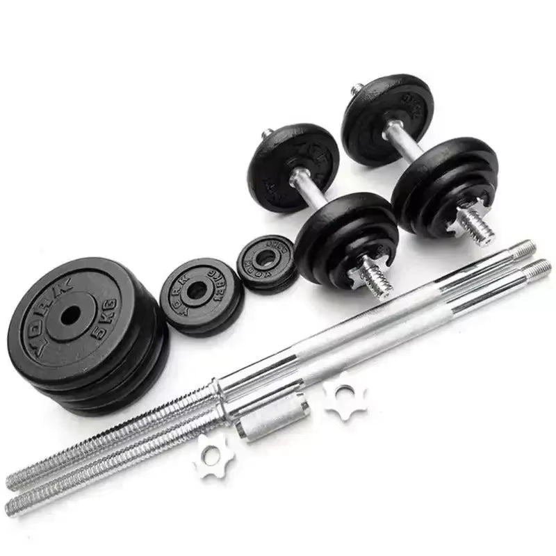 High-Quality 20Kg Painted Dumbbell Suit Can Be Turned into Barbell Adjustable Household Weight Lifting Squat Fitness Equipment.