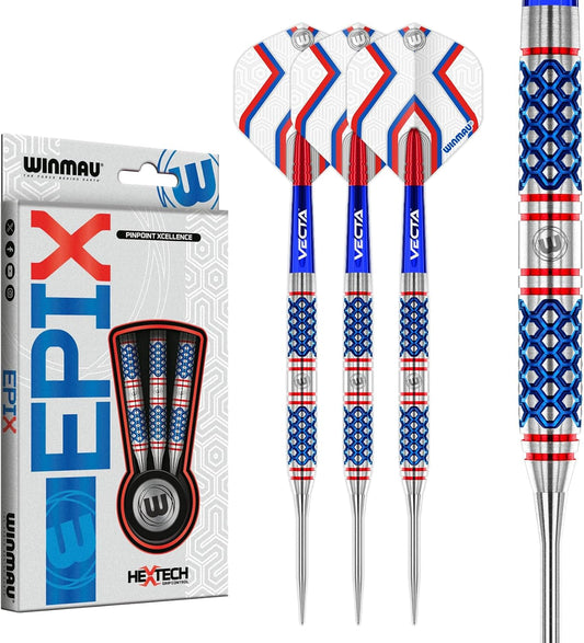 Darts Epix Series 90% Professional Tungsten Darts Set with Dart Flights and Dart Shafts (Stems) - Available Weights 18G Soft Tip 22G and 24G Steel Tip