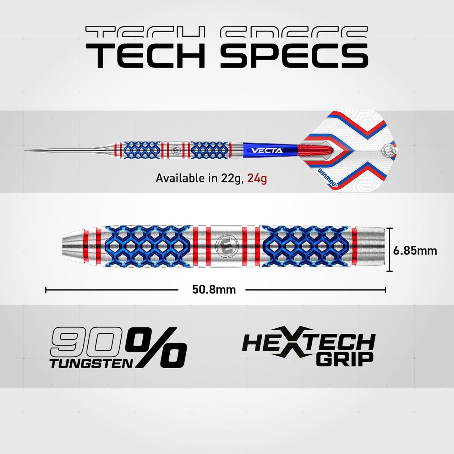 Darts Epix Series 90% Professional Tungsten Darts Set with Dart Flights and Dart Shafts (Stems) - Available Weights 18G Soft Tip 22G and 24G Steel Tip