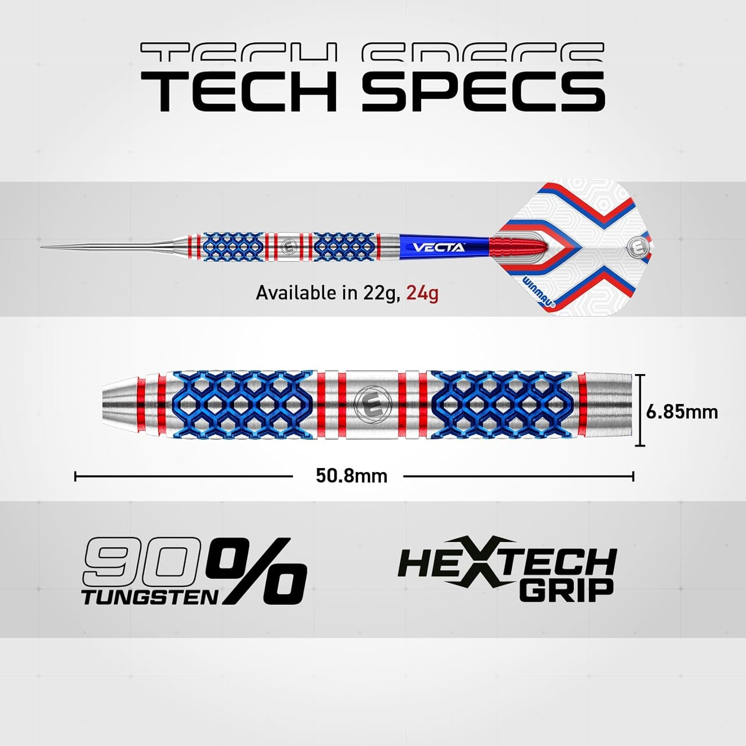 Darts Epix Series 90% Professional Tungsten Darts Set with Dart Flights and Dart Shafts (Stems) - Available Weights 18G Soft Tip 22G and 24G Steel Tip