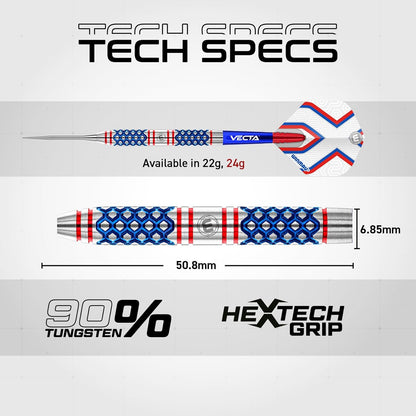 Darts Epix Series 90% Professional Tungsten Darts Set with Dart Flights and Dart Shafts (Stems) - Available Weights 18G Soft Tip 22G and 24G Steel Tip