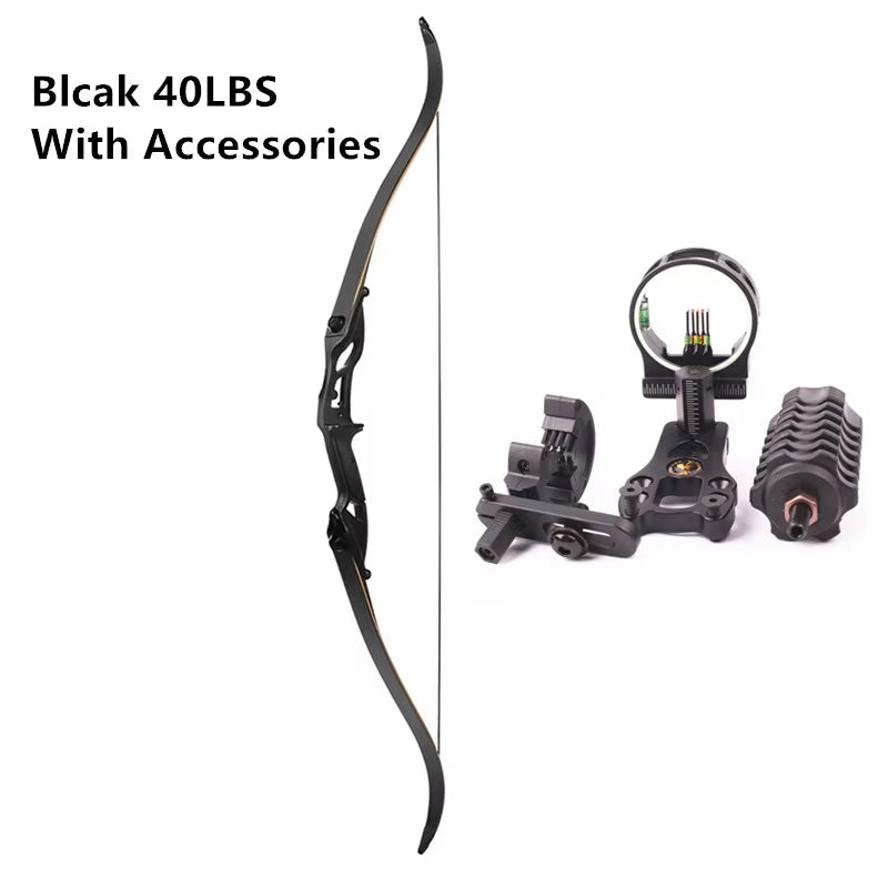 Recurve Bow JUNXING F179 Takedown Right Hand Bow 30-50Ibs Archery Black Limbs Handle Hunt Sport