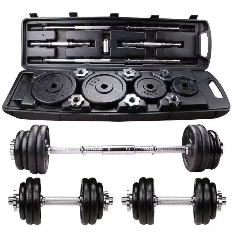 High-Quality 20Kg Painted Dumbbell Suit Can Be Turned into Barbell Adjustable Household Weight Lifting Squat Fitness Equipment.