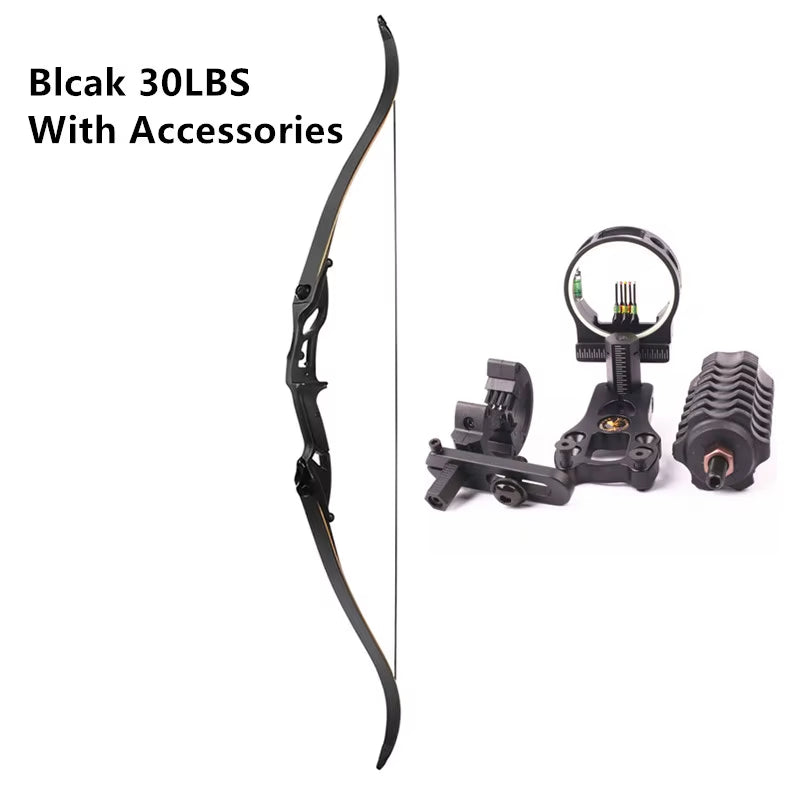 Recurve Bow JUNXING F179 Takedown Right Hand Bow 30-50Ibs Archery Black Limbs Handle Hunt Sport