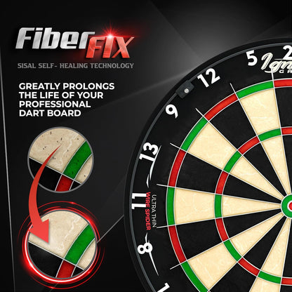 Professional Dart Board Set – Competition-Size Kenyan Sisal Target with Ultra-Thin Spider, 6 Steel Tip Darts, Mounting Kit & Game Accessories