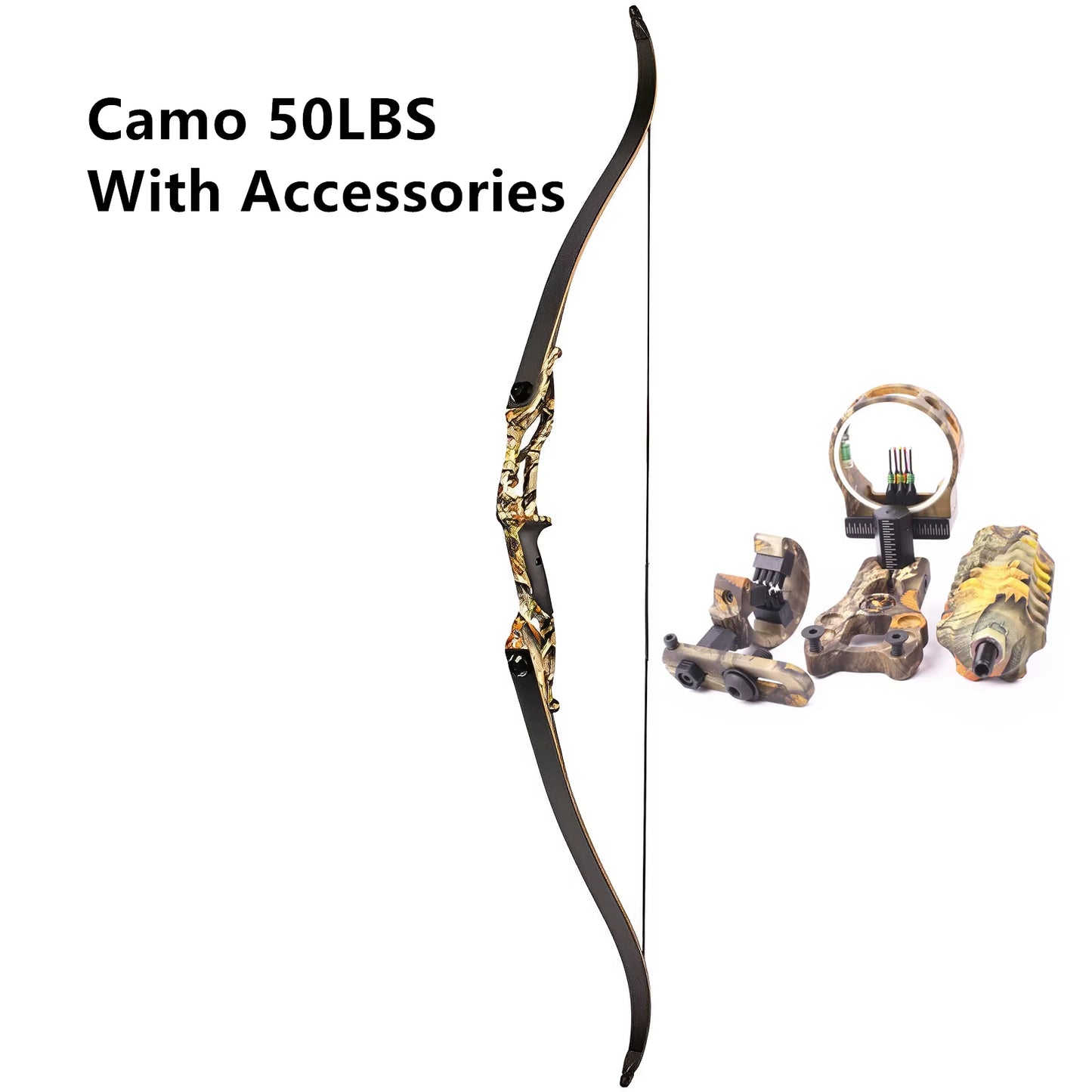 Recurve Bow JUNXING F179 Takedown Right Hand Bow 30-50Ibs Archery Black Limbs Handle Hunt Sport